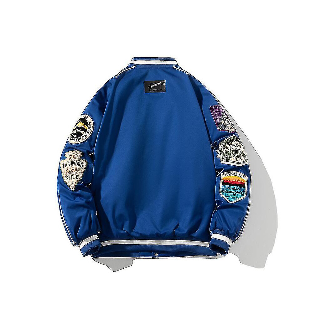 Kikidex (Xl, Sky Blue) Blue Winter Varsity Jacket Men Letter Badge American Baseball Jacket S