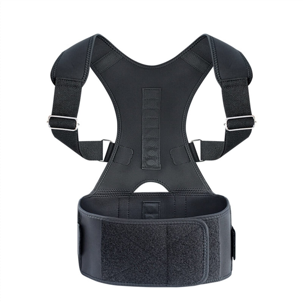 Back Brace Magnetic Therapy Posture Corrector Band Shoulder Back Support Belt(BlackL)