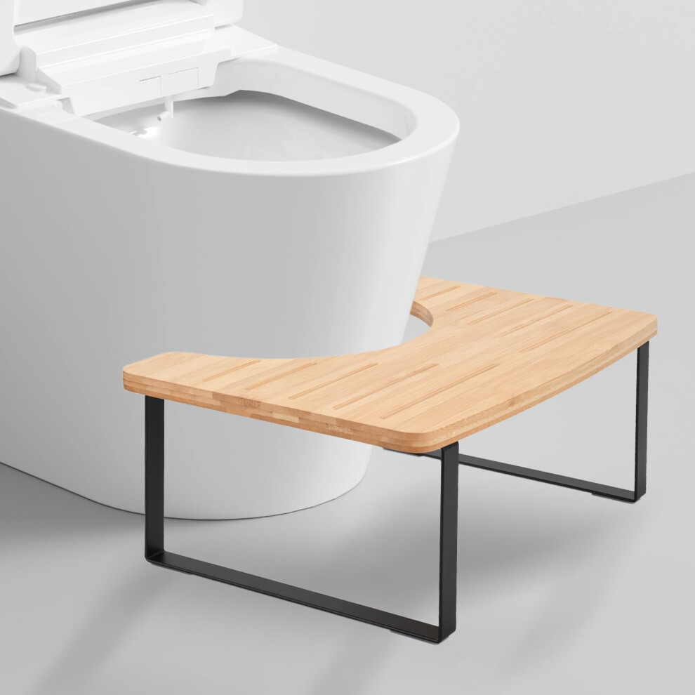 Bathroom Stool, Bamboo Toilet Potty Stool For Bathroom, Squatting Pan With Dual Anti Slip Design (Brown) Brown
