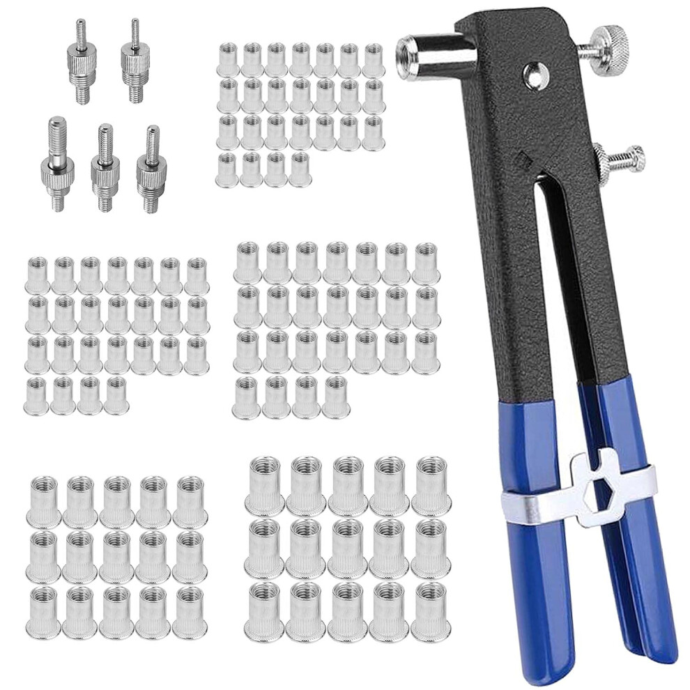 Rivet Gun Tool, Hand Pop Riveter Blind Nut Insert Tool Kit With 110Pcs Rivets 689788495880