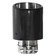 Glossy Carbon Fiber Exhaust Tip 2.5 Inch (63mm) Inlet 3.5 Inch (89mm) Outlet, Stainless Steel,Universal Tail End Tip Clamp on with Rolled Edge