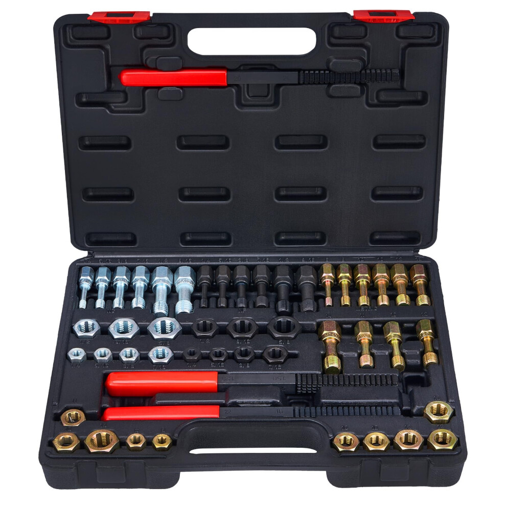 49Pcs Thread Chaser Set In Sae And Metric Sizes, Thread Restorer Kit For Cutting External And Internal Threads, Nc, Nf, Npt Repair Tools 689788497808