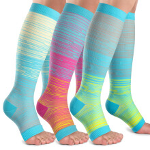 Open Toe Compression Socks Women Men3 Pairs 2030 mmHg Knee High Stockings for Circulation Support