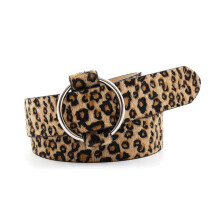 Cinturón de PU con hebilla estampado de leopardo 103x3 cm talla única