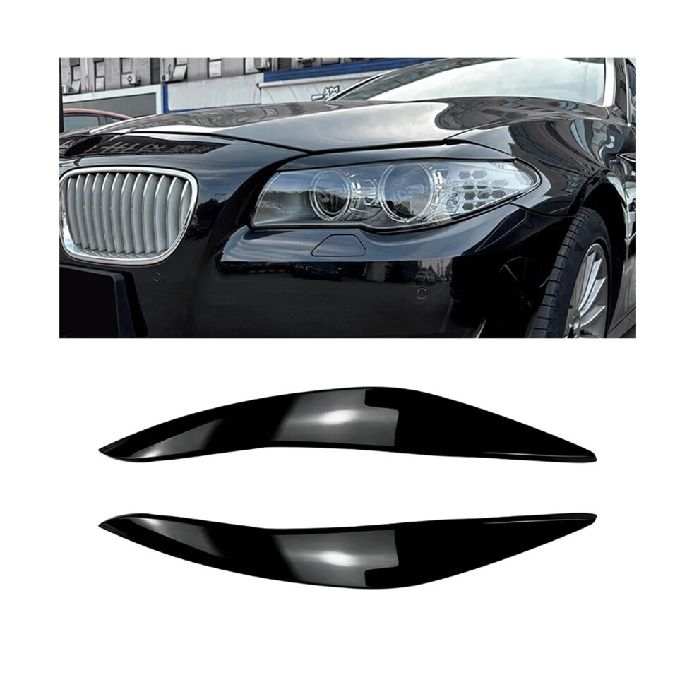 Car Headlights Eyebrows, Abs Gloss Headlight Eyebrow Trim Compatible For Bmw 5Series F10 F11 Early 20112014 Black 689788500300