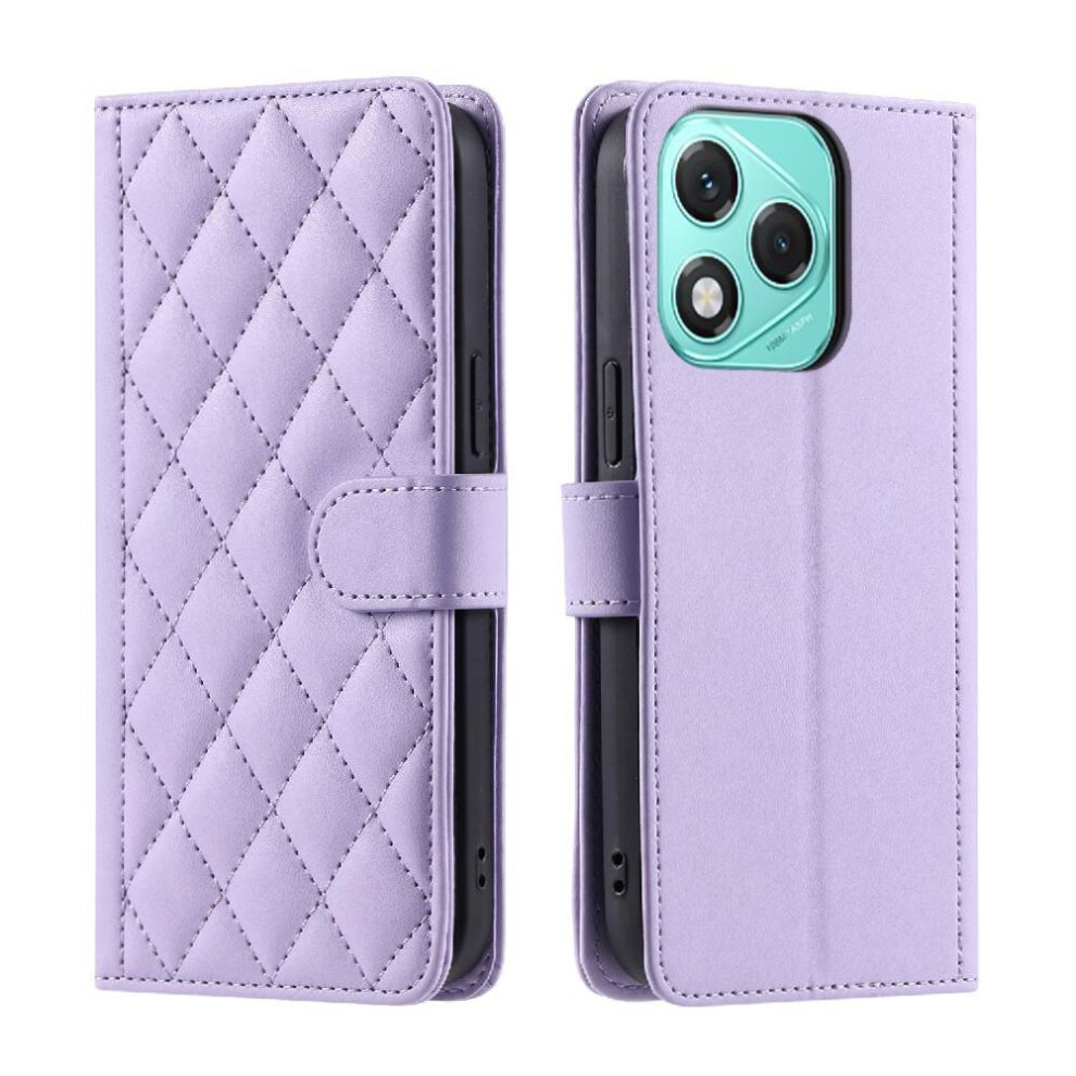 (Purple) Phone Case For Honor 400 Lite Card Slots Holder Magnetic Flip Folio Wallet Lattice Hand Strap Purple 764563090877