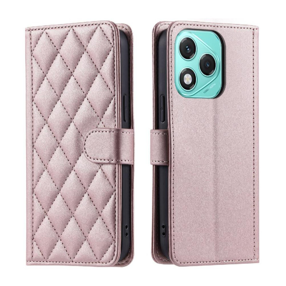 (Pink) Phone Case For Honor 400 Lite Card Slots Holder Magnetic Flip Folio Wallet Lattice Hand Strap Pink 764563090846