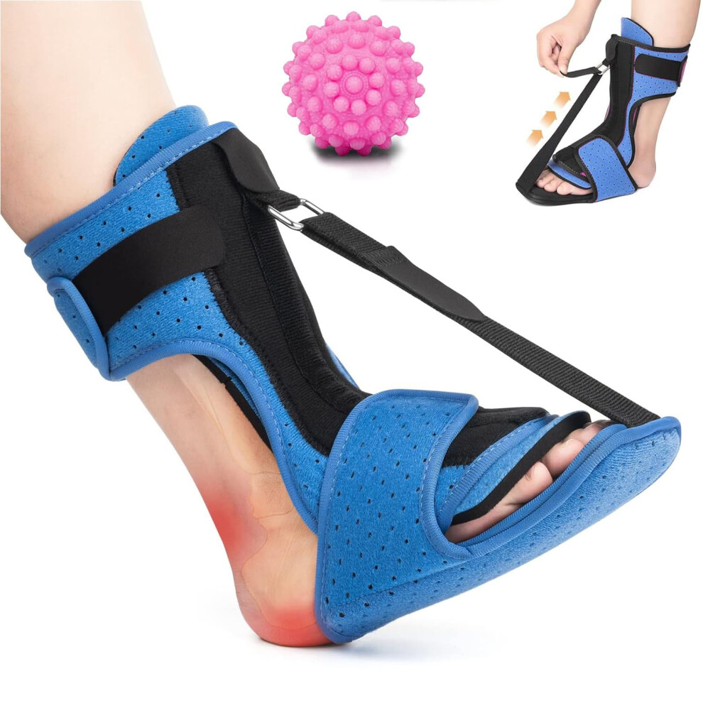 Plantar Fasciitis Night Splint:Plantar Fasciitis Brace with Massage Ball for Foot Pain Relief