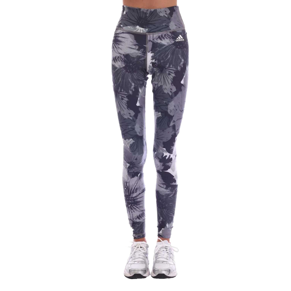 (4-6 UK, Grey) Adidas Womens/Ladies Essentials Floral High Waist Training Leggings