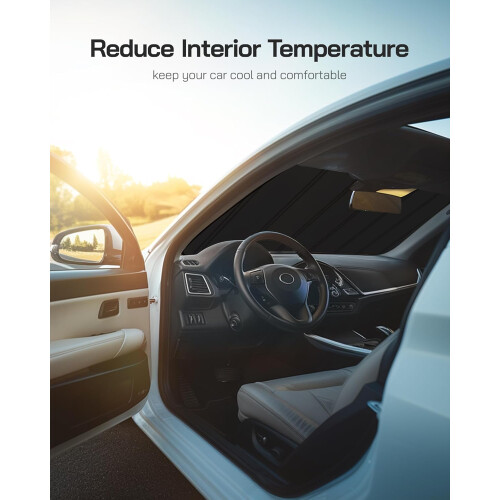 Windshield Sun Shade for 2018 Lincoln Navigator. Front Window Sunshade with Storage Bag 1