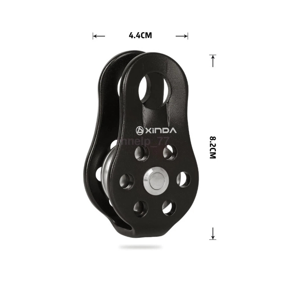 (Black Rock Climbing Aluminum Alloy Pulley, 1 Pc) 20Kn Tree Rigging Zipline Rock Arborist Climb Rope Pulley Gear Block Equipment 6963794010614