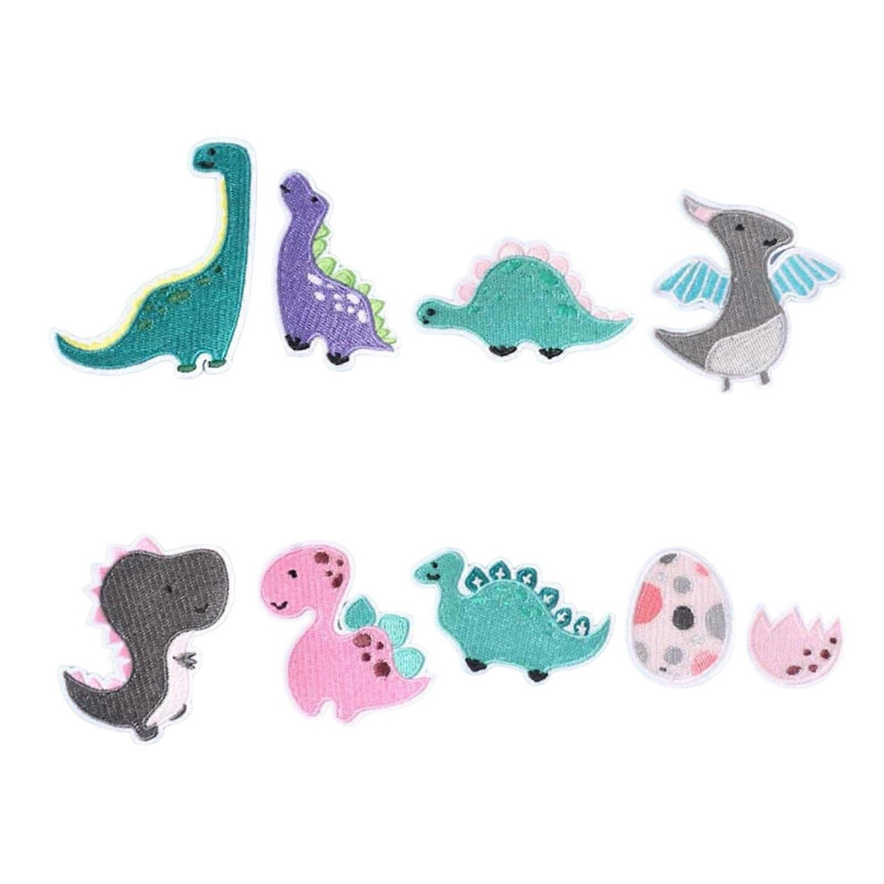 (As show, One size) 9 Pcs Cartoon Dinosaur Iron On Patches Applique Patches Animal Repair Patches Embroidery Patches for Clothes Decoration