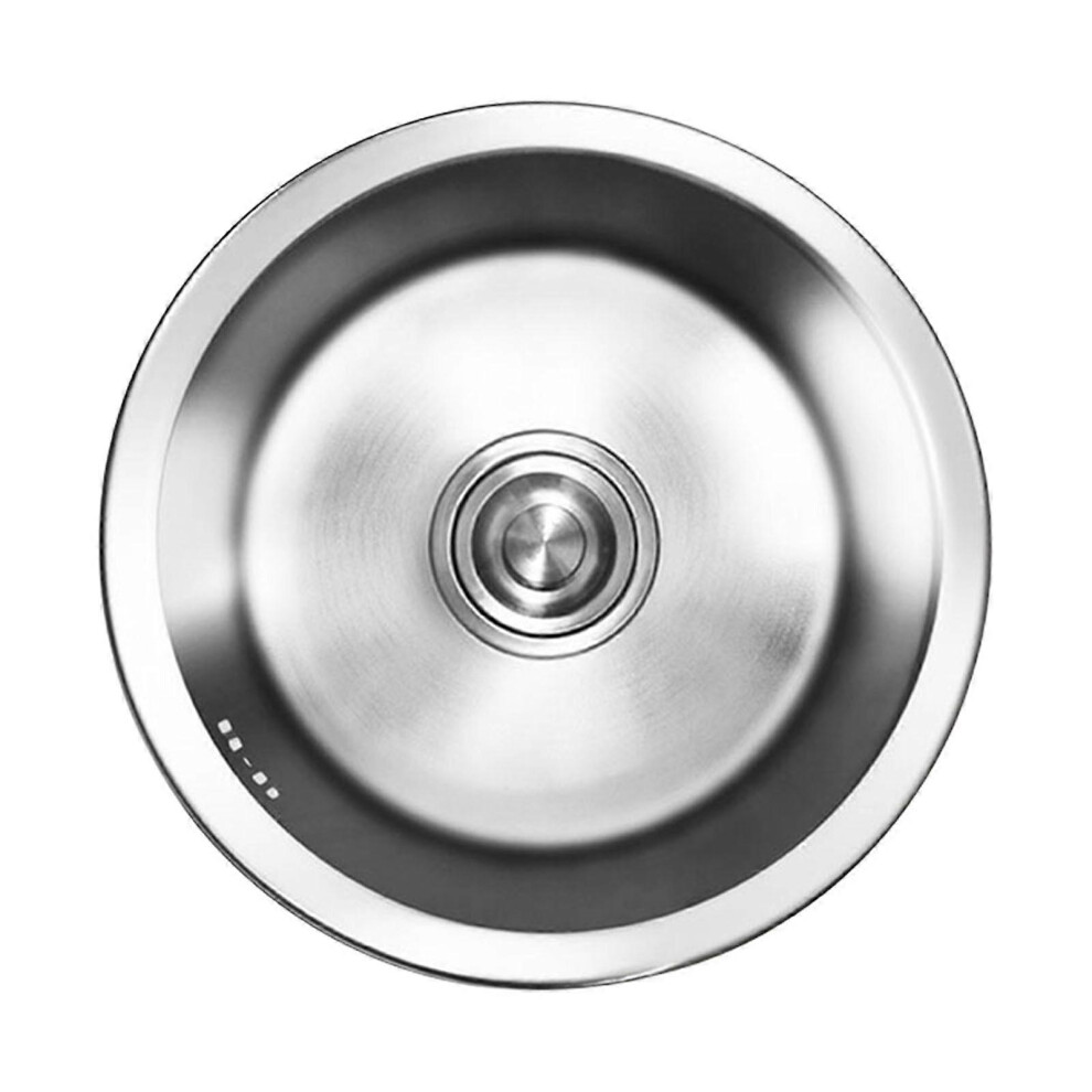 (As show, One size) Stainless Steels Round Kitchen Sinks Dishwashing Pool Bathroom Hand Wash Basin Sink Single Bowl Dish Washing Sink
