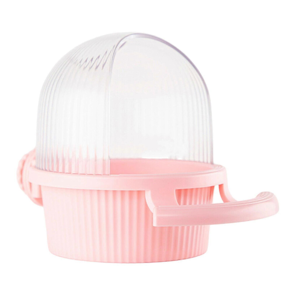 (, One Size) Hanging Bird Feeder For Cage Large Capacity Plastic Parrots Food Container With Perch For Cockatiels Conures Parakeets White/Pink
