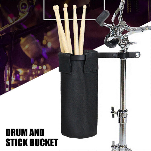 (As show, One size) Adjustable Drum Stick Holder Large Capacity Drumstick Storage Bag Drumstick Container with Clip Easy to Install 1