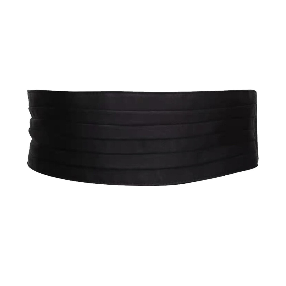 (, One Size) Stretchy Waist Cincher Elegant Wide Chain For Dress Elastic Waistband Trendy Underbust Waist Chain Wide Belt Black
