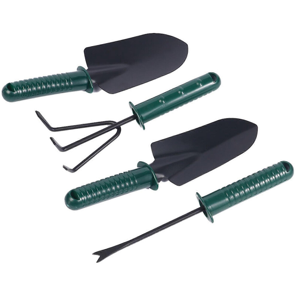 (As show, One size) Set of 4 Multipurpose Garden Tool  Includes Hand Shovel Transplanting Shovel Weeder & Hand Rakes  for Efficient Gardening
