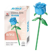 (Blue rose, One size) Building Blocks Flower Bouquet Artificial Flowers Block for Relaxation and Stress Reduction Great Gift for Kids Office