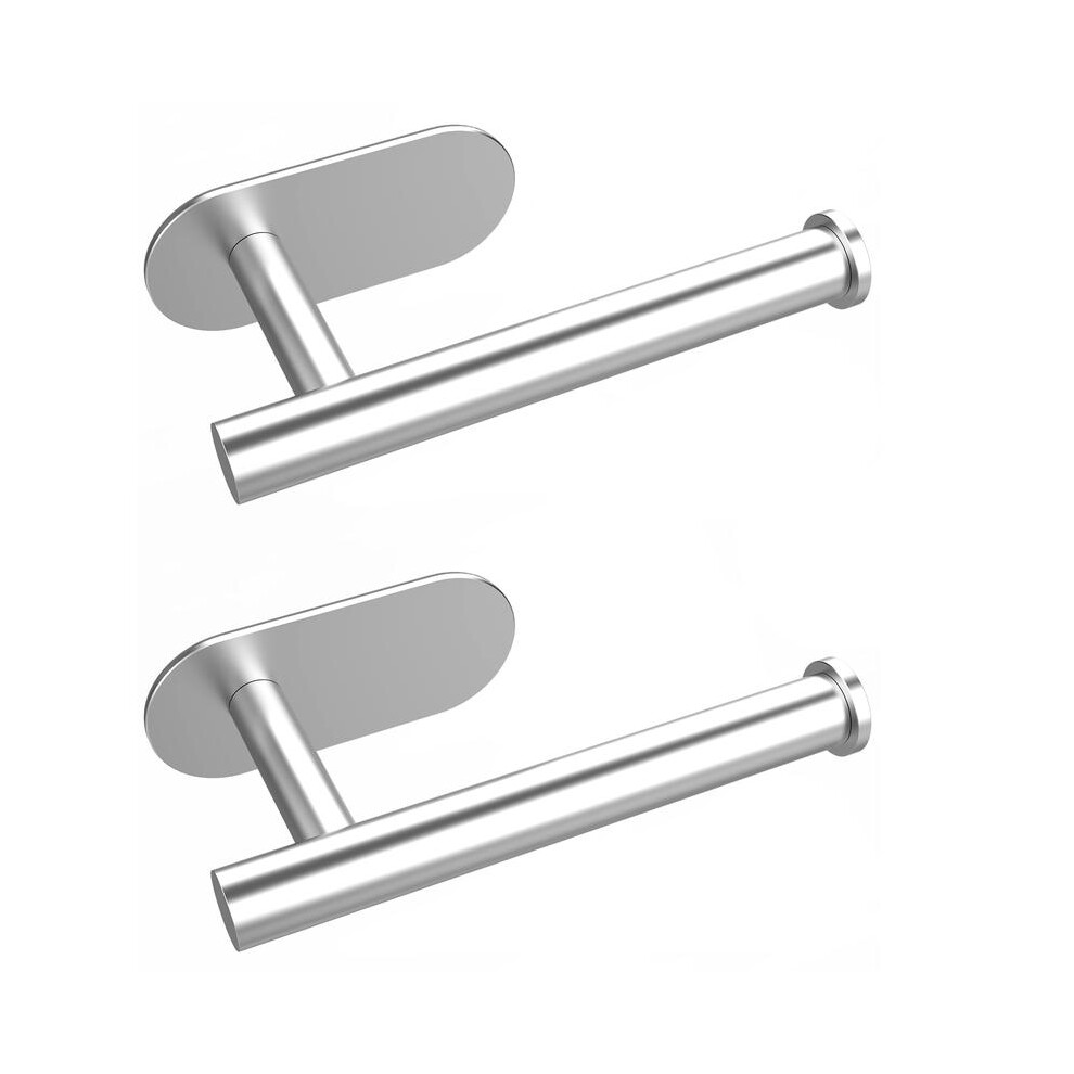 (Default) Vinsani 2PK Toilet Roll Holder Dispenser Self Adhesive Brush Silver Wall Mounted Stainless Steel No Drill Needed Rust Resistant Waterproof-image-OPC-PHZFQBY-NEW
