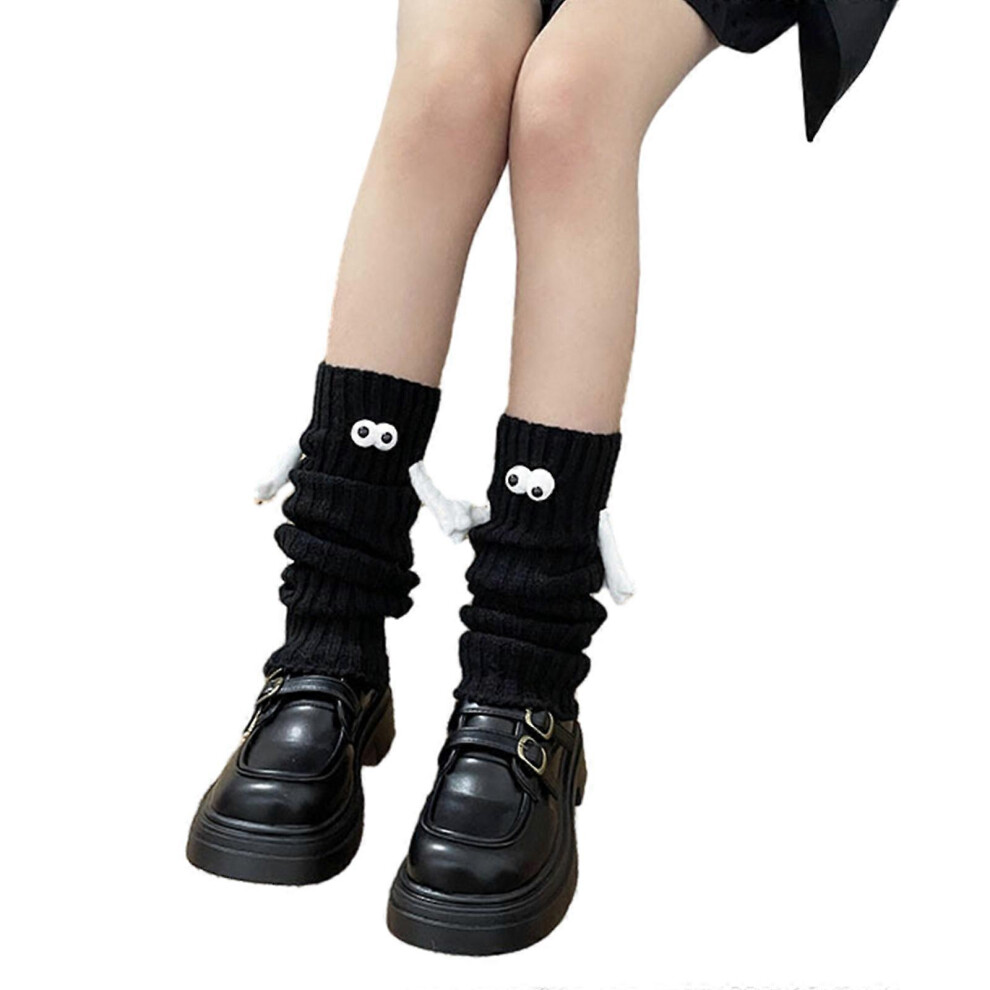 (One black and one ea, One size) Y2K Magnetic Doll Leg Warmers for Women Girls Cartoon Foot Cover Socks Gothic Harajuku Leg Cover Middle Tube Socks  Black