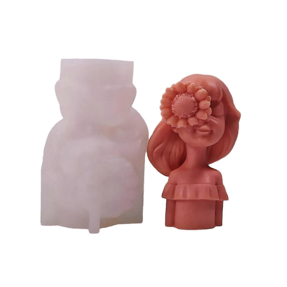 (As show, One size) Gypsum Aromatherapy Silicone Mold Female Flower Girl Figurine Resin Mold for DIY Crafts Flower Girl Epoxy Ornament Mold