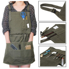 Waxed Canvas Tool Gardening Apron - Adjustable Waist & Neck – Multi-Purpose, DIY, Woodwork, Carpenters, Artists - Unisex, Water Resistant