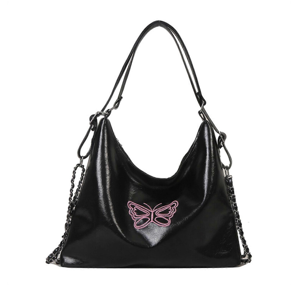 (Silver, One size) 2023 NEW Dumpling Bag PU Fashion Armpit Bag Handbags Shoulder Bags for Girl Women Soft Tote Bags Travel Bag Lady Purse  Black