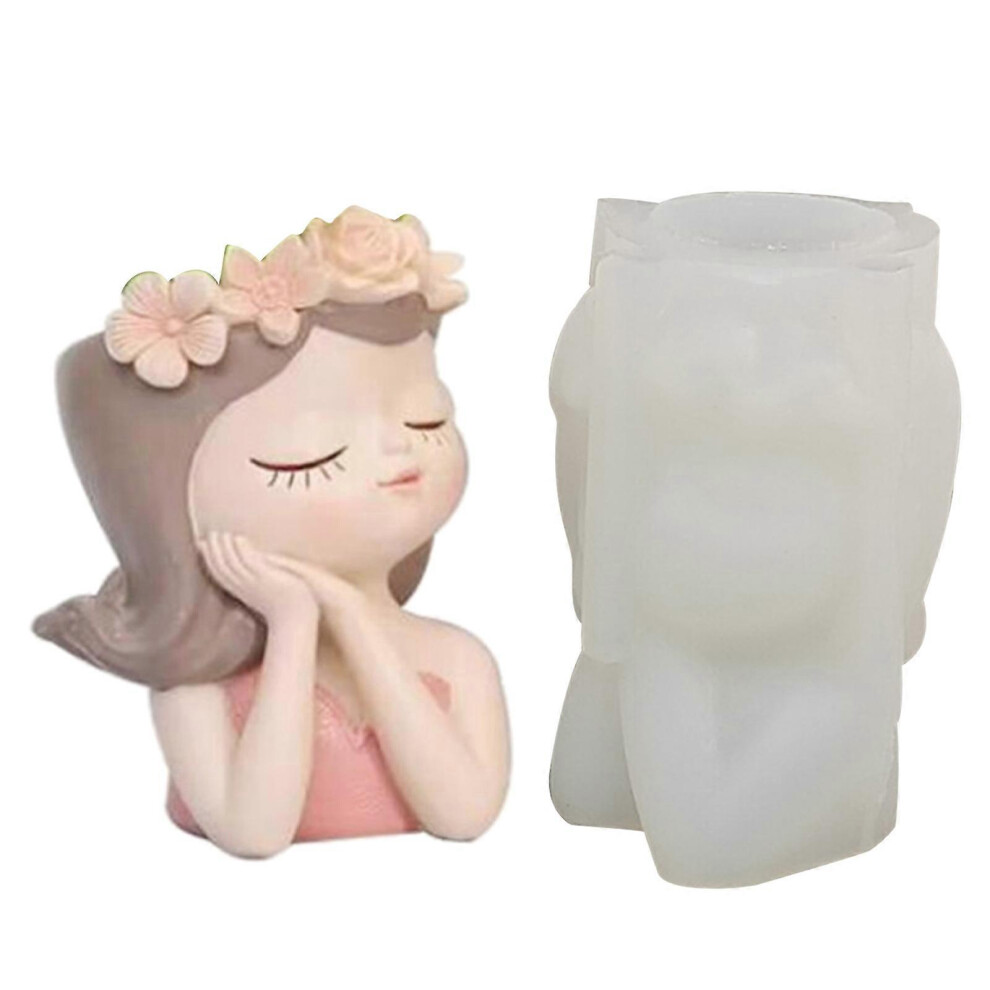 (As show, One size) Silicone Flowerpot Molds Lovely Girl Shaped Concrete Moulds DIY Flower Vase Moulds Cements Mould Silicone Material