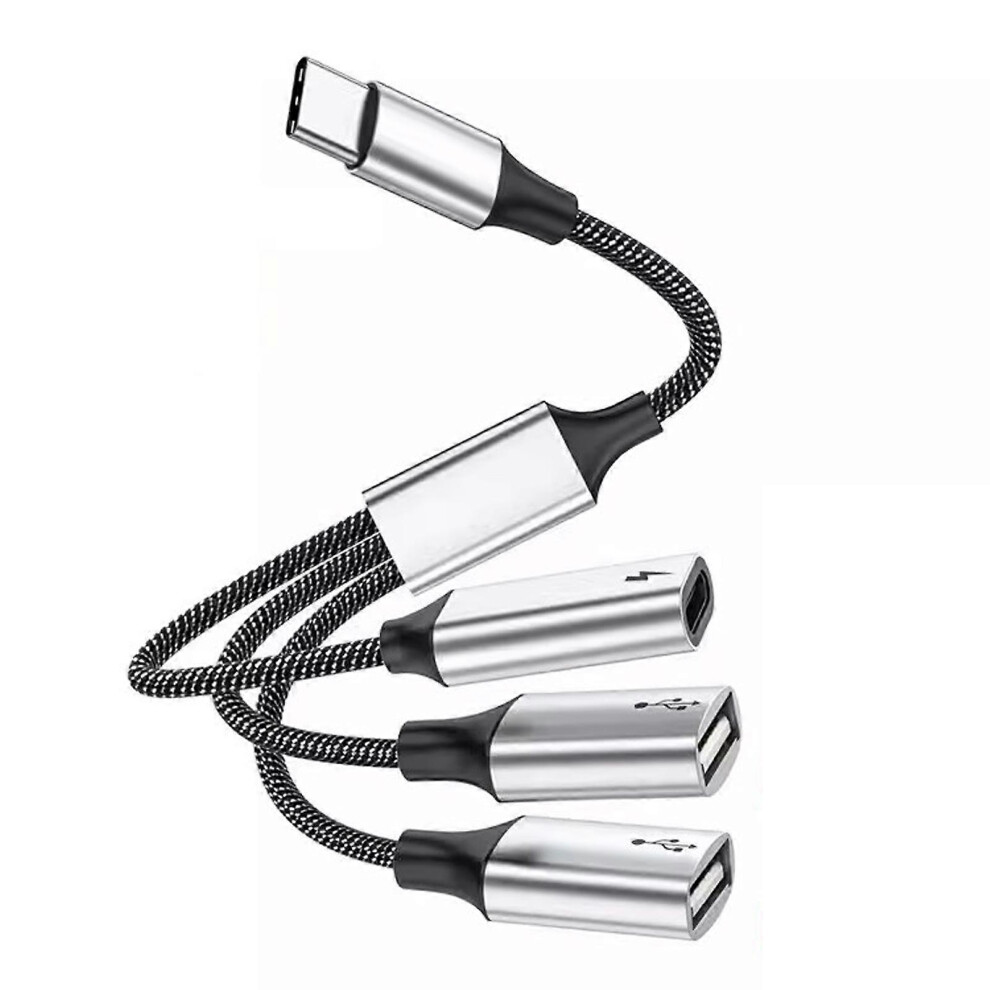 (1 Type C 2 Usb, One Size) Usb C Splitter Hub Support Otg Usb C Type C Hub Multiport Adapter With Fast Data Transfer Speed 25Cm Cable 4532239165619