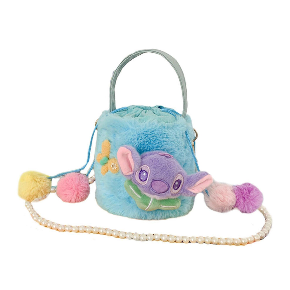 (Yellow, One size) Novlety Bucket Bag Cute Plush Crossbody Bag Shoulder Bag Drawstring Shoulder Handbags Purse for Girl Autumn and Winter  Blue