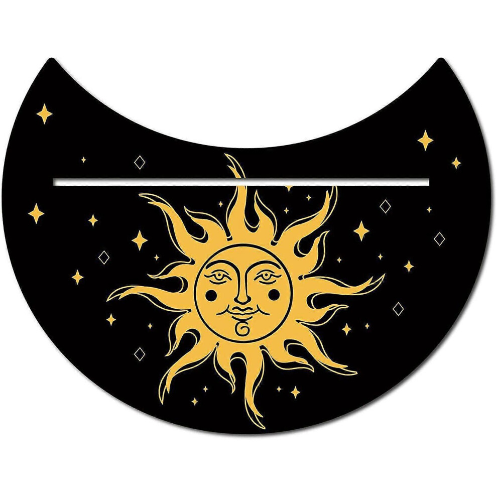 (E, One size) Moon Shape and Rectangle Cards Holder for Witch Divinations Tools Wood Tarot Cards Stand Holder Moon Phases Altar Base