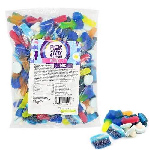 (1kg Blue Sweets Mix) 1kg Pick N Mix Sweets Bag