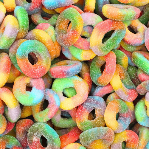 (1kg Sweet Pouch) Rainbow Rings