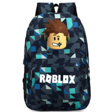 Blue Grid ROBLOX Game School Bag Backpack Student Casual Backpack Rucksack