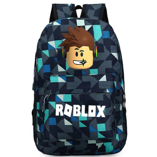 Blue Grid ROBLOX Game School Bag Backpack Student Casual Backpack Rucksack