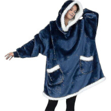 (Blue, One size) Girl's Fleece Hooded Blanket
