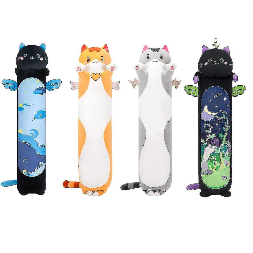 (90cm, Grey) Colorful Cat Plush Toy Cool Stuffed Animal Doll Black Cat Pillow For Girl Gift-image-OPC-PHZFZ9H-NEW