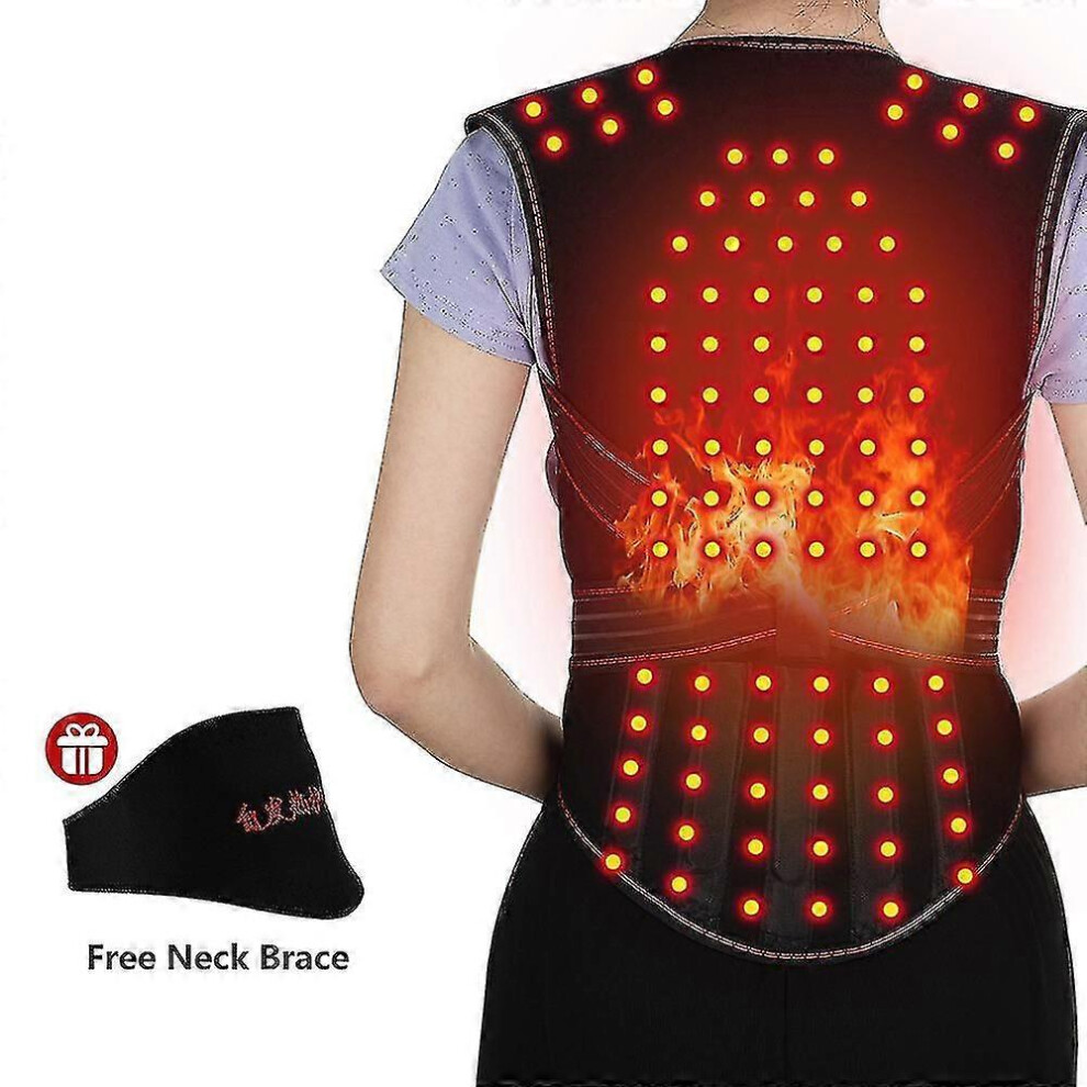 Kikidex (Xl, One Size) Tourmaline Self-Heating Magnetic Therapy Support Belt Shoulder Back And Neck Massager Spine Lumbar Brace Posture Corrector