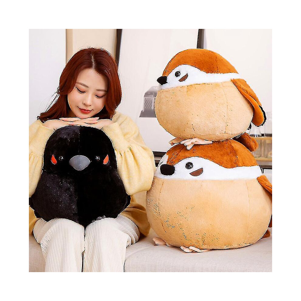 Kikidex (35Cm, Sparrow) Cute Chubby Sparrow Crow Toys Pillow Stuffed Animal Soft Dolls Birthday Kids Xmas Gift Brown