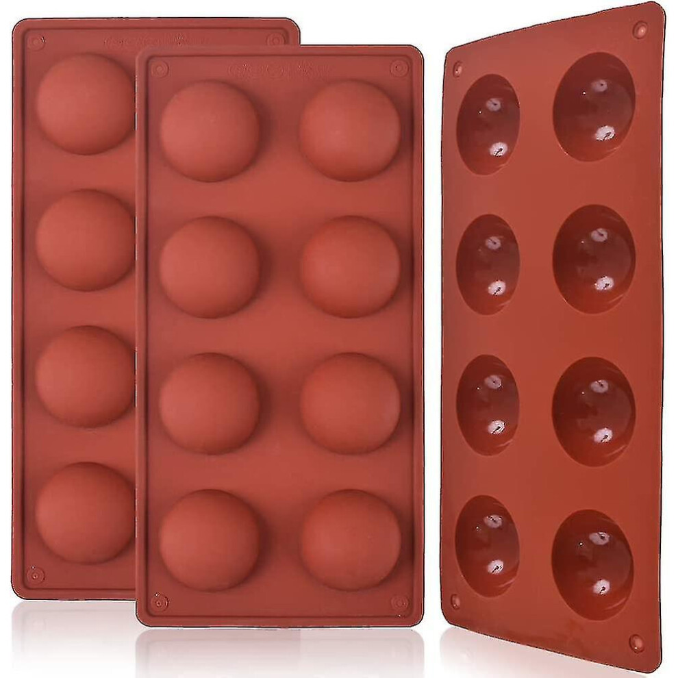 (As show, One size) 3 Pack 8 Hole Half Sphere Silicone Molds For Hot Chocolate Bomb, Cakes, Jelly, Pudding, Dome Mousse Silicone Cake Mold Diy Chocolate Mold Jelly Puddin