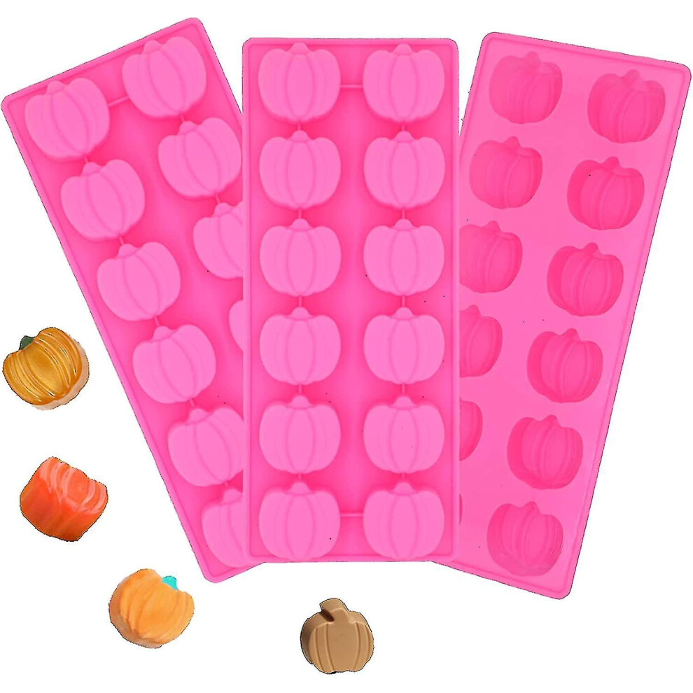 Kikidex (As Show, One Size) Ghyt 3 Pcs Thanksgiving Molds Mini Silicone Pumpkin Mold Used To Make Thanksgiving Cake Decoration(Pink) Pink
