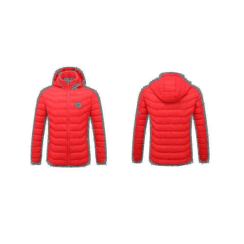 Kikidex (S, Red) Heated Jacket, Winter Outdoor Warm Electric Heating Coat, 8 Heating Zones Aa