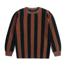 (130cm(7-8Y), One size) Children Striped Knitted Pullover Tops, Long Jumper Dress