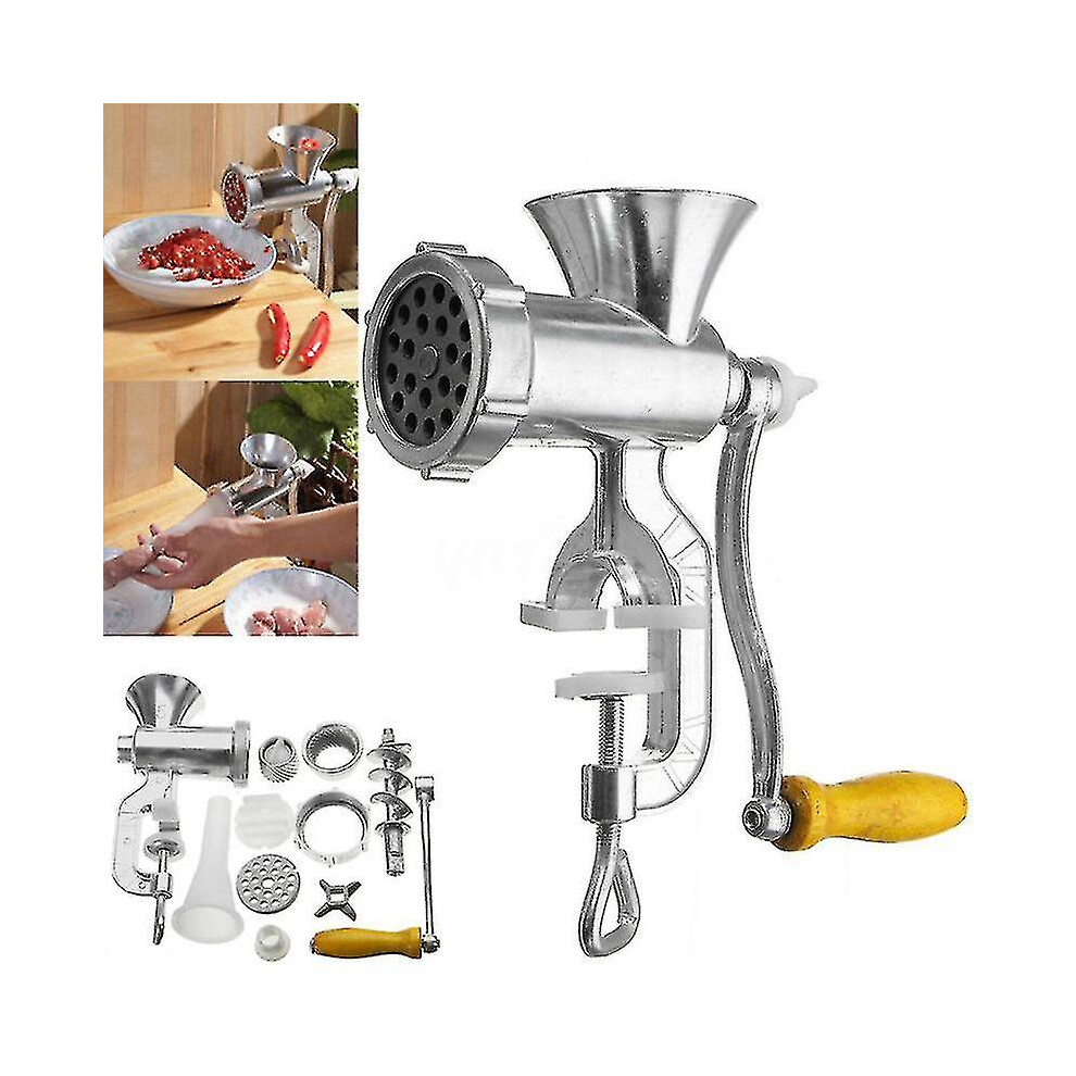 Kikidex (As Show, One Size) Meat Grinder Meat Chopper Anti-Rust Making Gadgets Mincer Pasta Sausage Noodle Manual Meat Mincer Food Processor Accessoeries Silver