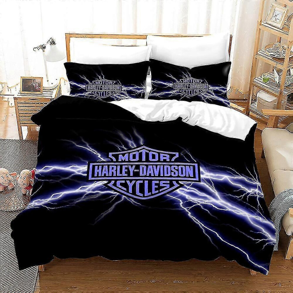 Kikidex (Au King 220X240cm, One Size) Hd09 3D Harlry Davidson Motor Cycles 2/3Pcs Bedding Set Duvet Cover Quilt Cover Pillowcase