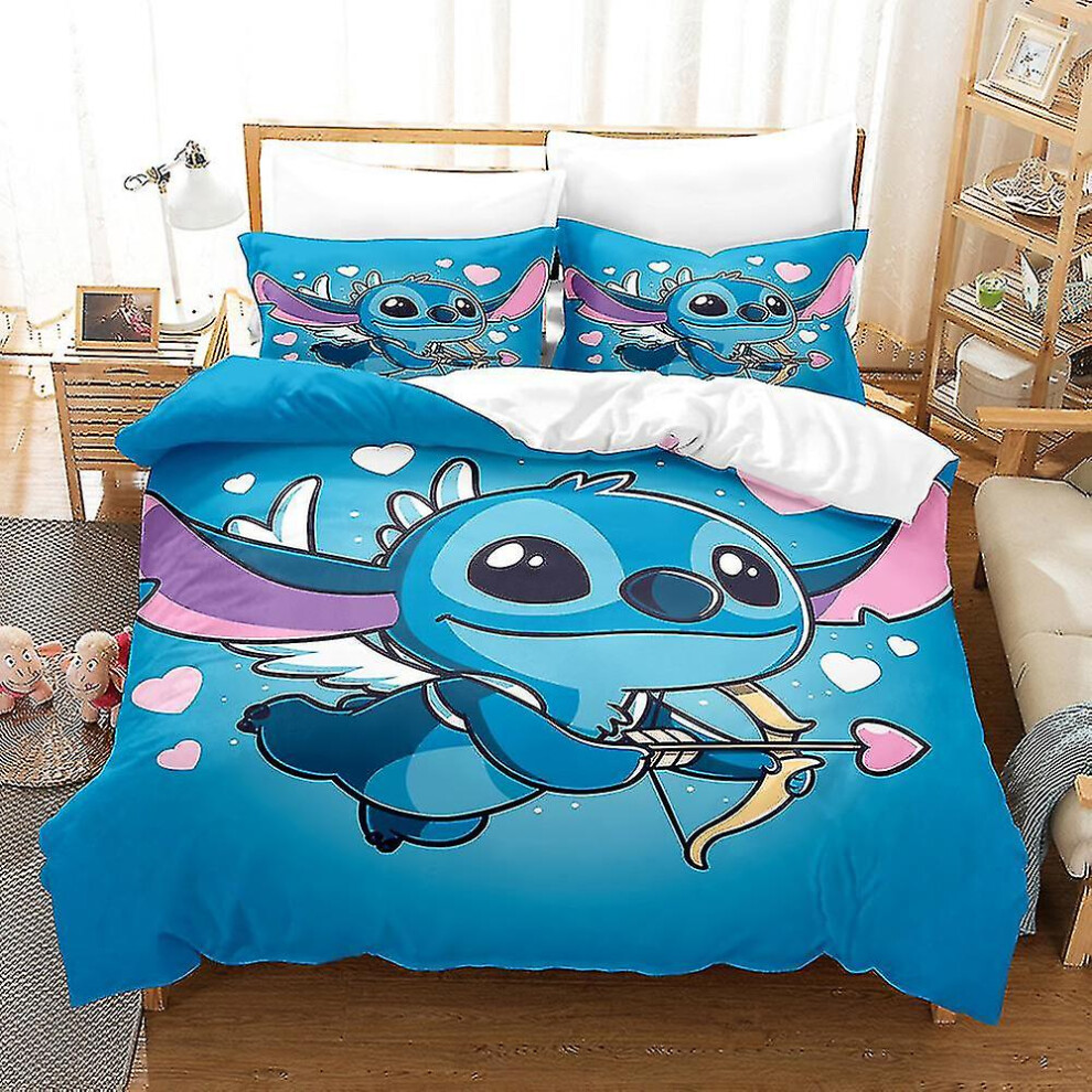 Kikidex (Au King 220X240cm, One Size) Sti10 Stitch 3D Printed Bedding Set Duvet Cover Quilt Cover Pillowcase Kids Gift
