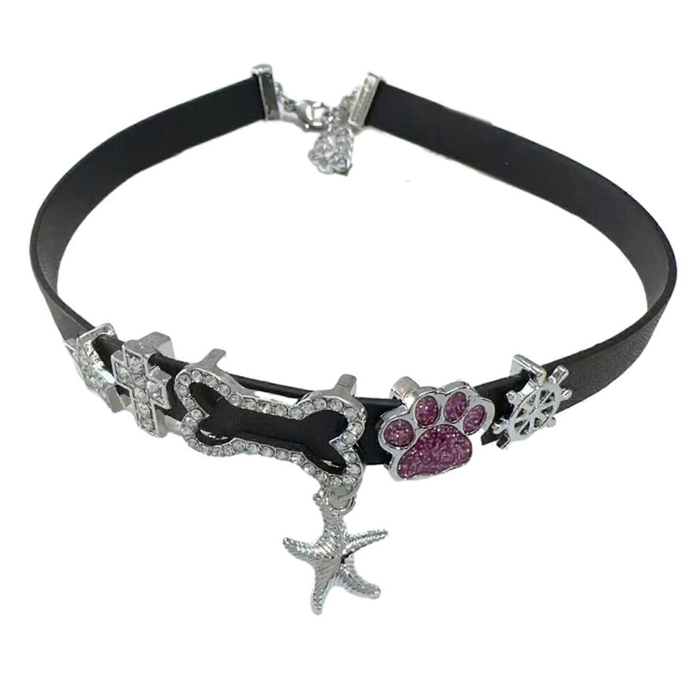 (As show, One size) Sweet Cool Starfish Choker Fashion Pendant Necklace Party Jewelry Simple Y2K Punk Clavicle Chain PU-Leathers Necklace