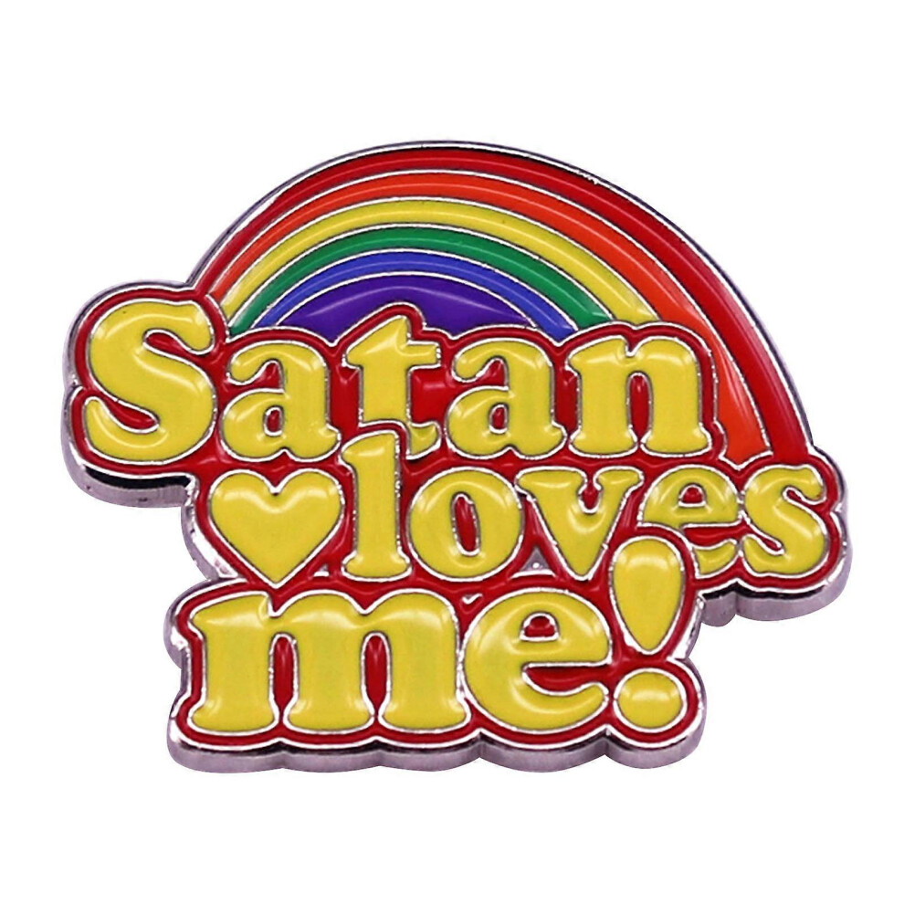 (As show, One size) Rainbow Satan Enamel Pin Satan Loves-Me Brooch Badge Unique Gift Creative-Lapel Pin for Hat Canva Bag Ornament