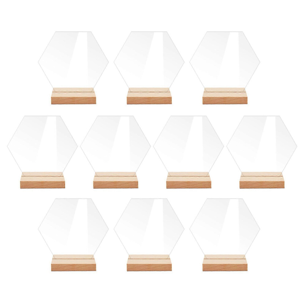 (BT055, One size) 10pcs Wedding Table Sign Number Holder with Wooden Base Display Stand for Restaurant Hotel Place Card Holder Clear Frame