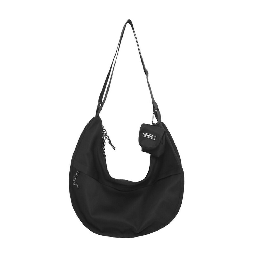 (Gray, One size) Nylon Crossbody Bag Dumpling Bag Simple Tote Bag Sling Bags Casual Bags Shoulder Handbags for Women Girls  Black